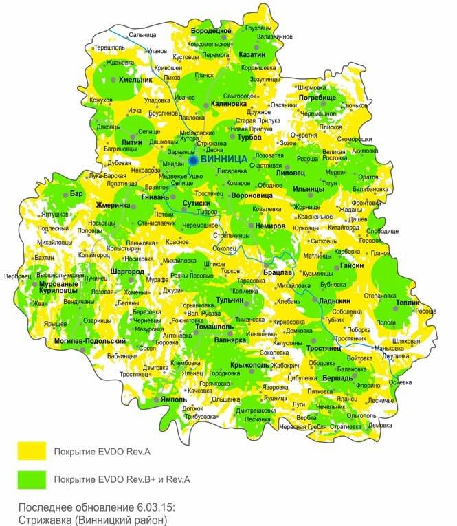 Карта покрытия Интертелеком Винница Карта покрытия Интертелеком Винница